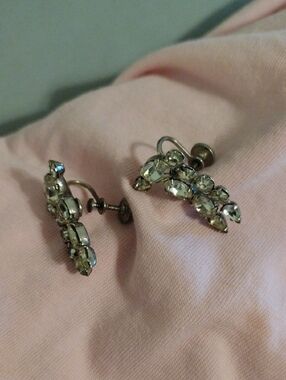 Vintage-Inspired Clear Crystal Screw-Back Earrings - Silver Tone